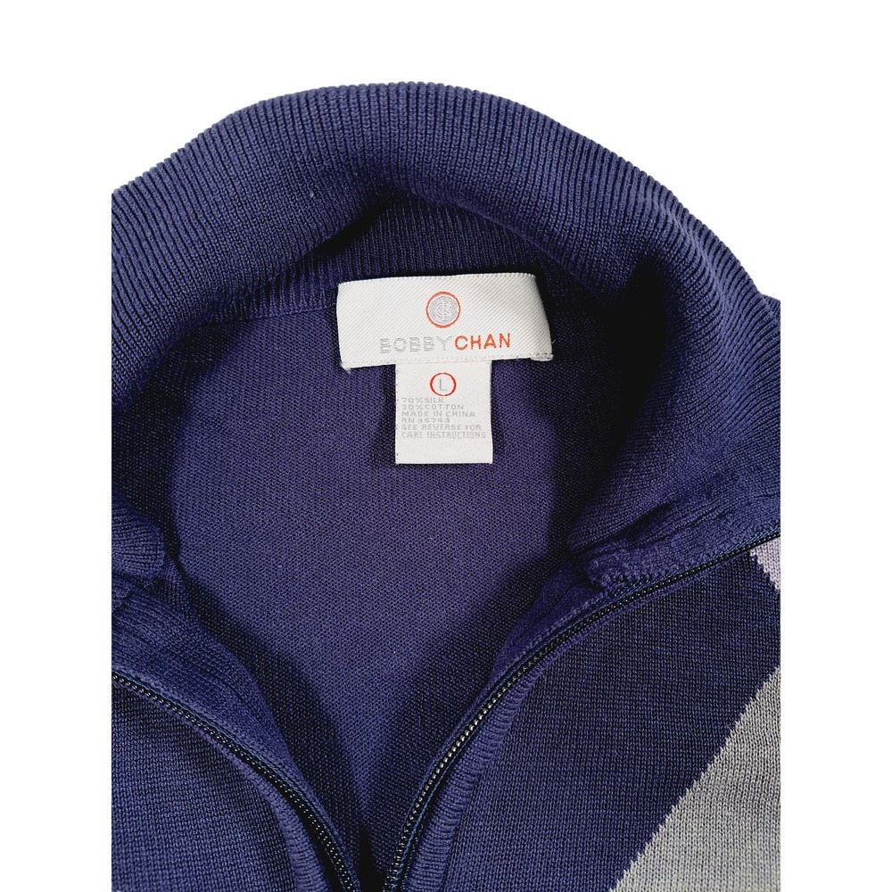 Bobby Chain Men's 1/4 Zipper Sweater Blue & Gray Size Large - Picture 3 of 7